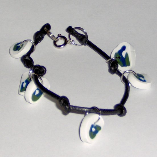 Knotted cable polymer clay Earth charm bracelet