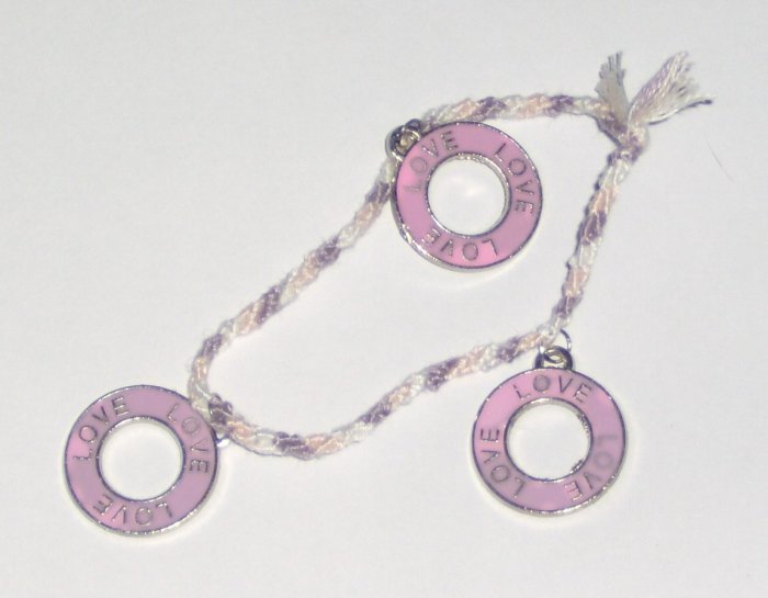 Braided LOVE circle charm bracelet