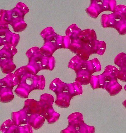 SALE 1 ounce of Vintage acrylic tripoint beads - translucent neon pink