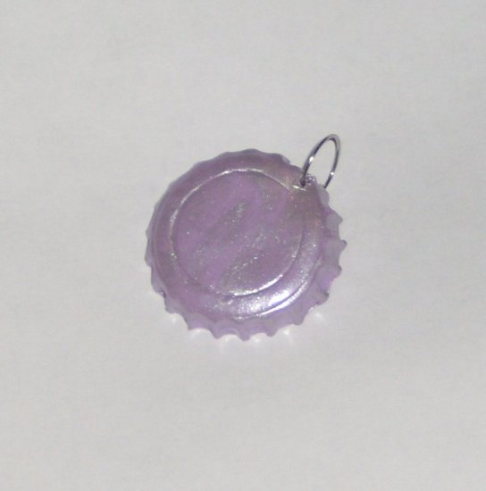 Metallic purple polymer clay bottlecap pendant