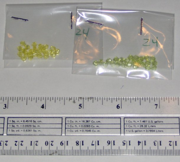 4mm acrylic plastic bicone beads - light yellow and light green