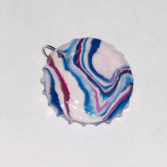 Americana polymer clay bottlecap pendant