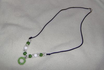 GREEN Friends charm necklace with vintage beads
