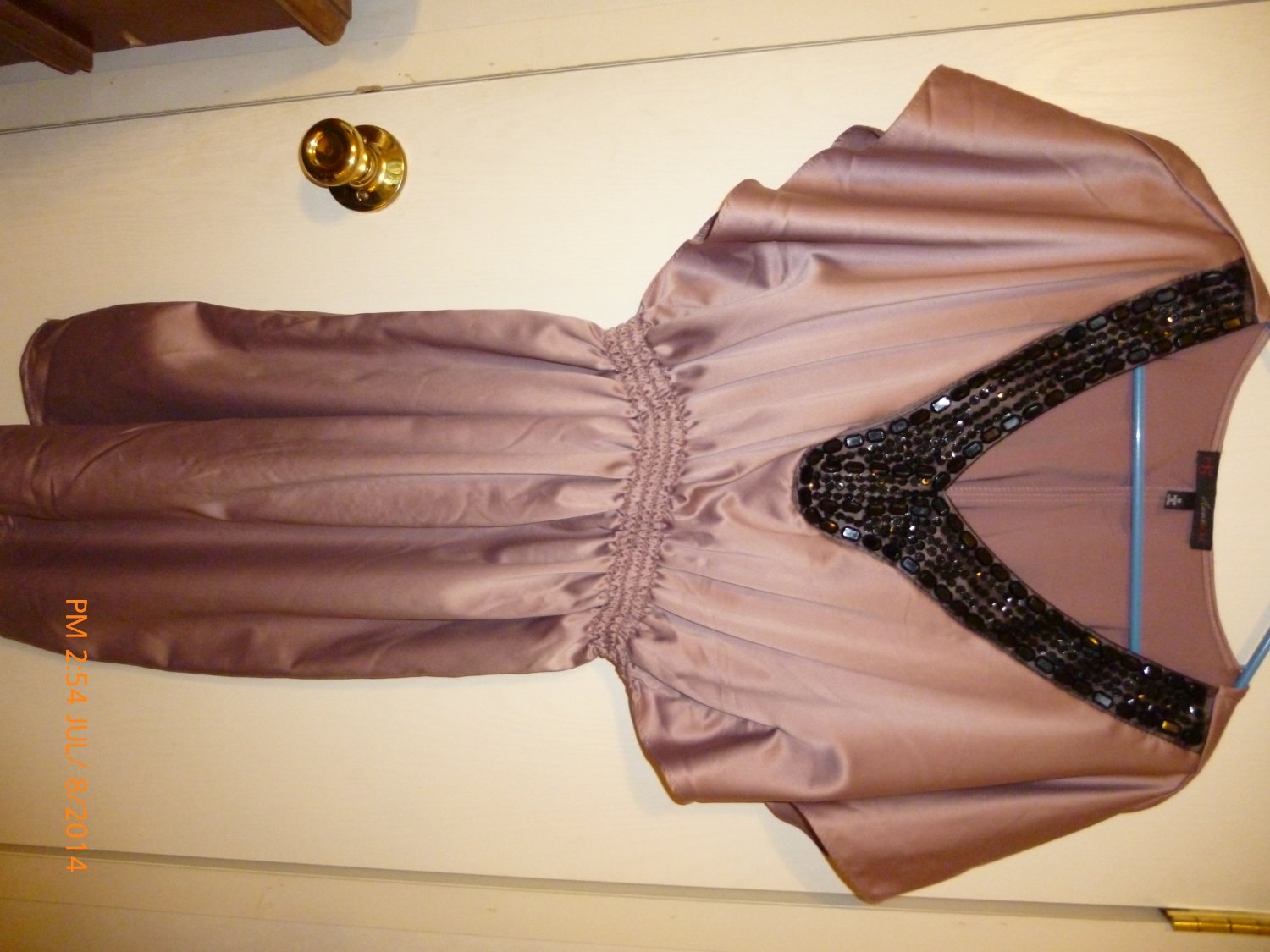 Sassy and Elegant Pink with Black Beaded Neck Dress