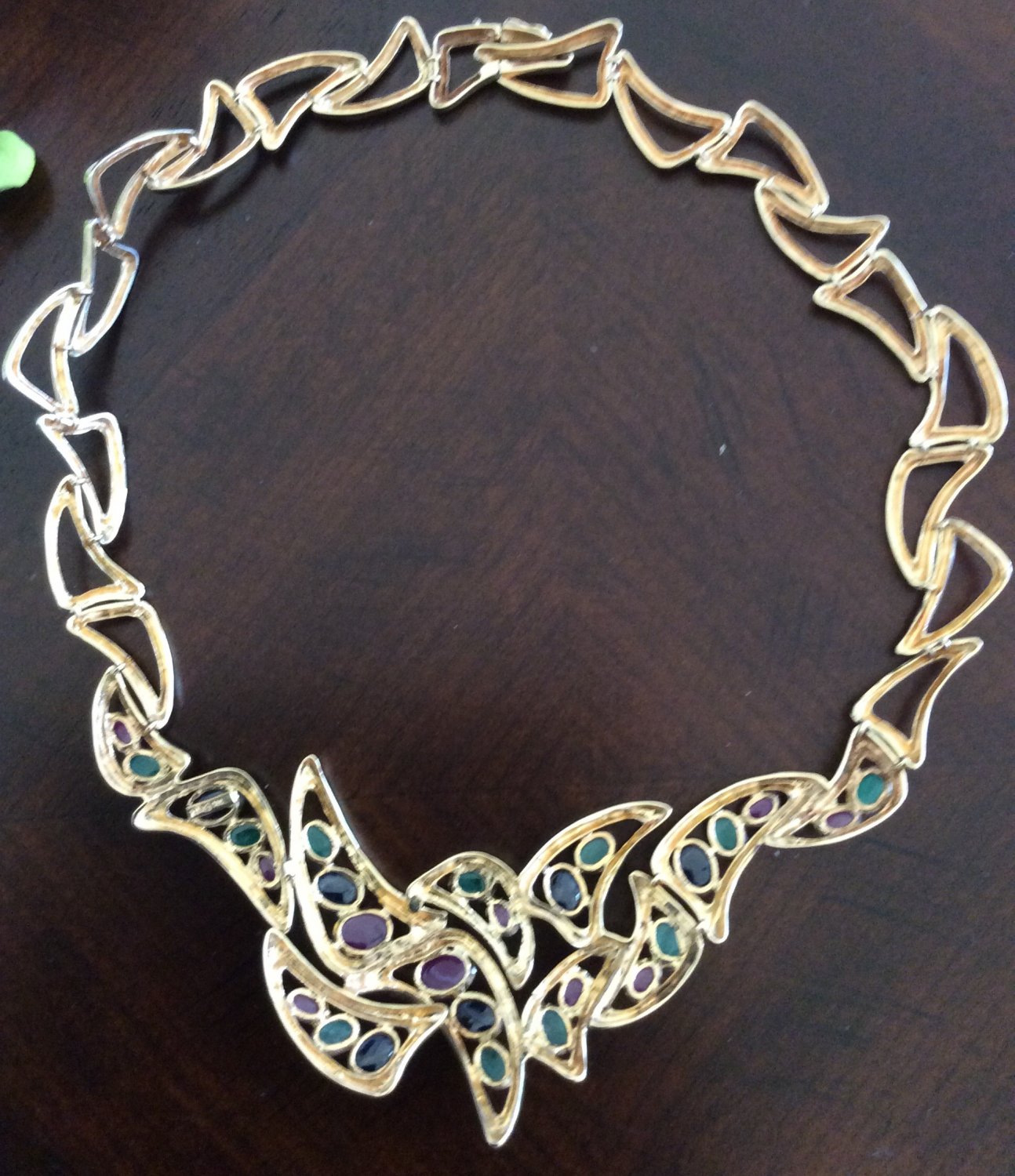 14k multicolored cabochon cut sapphire necklace