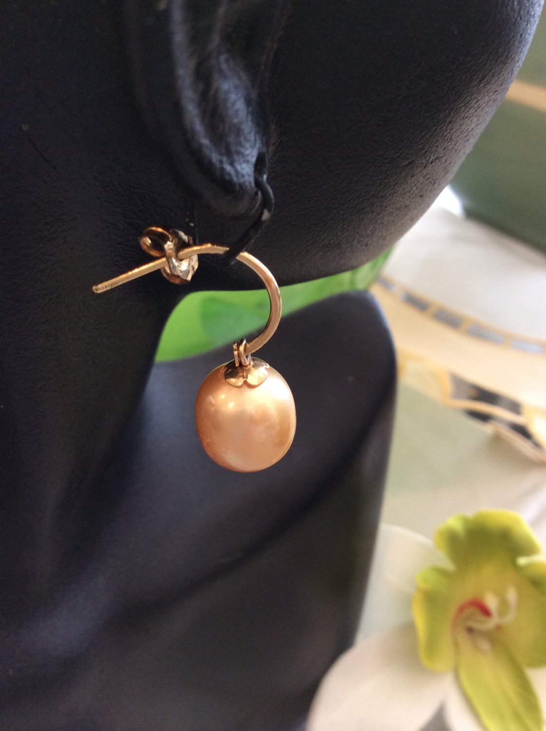 14k Golden south sea pearl dangling earrings