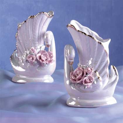 Porcelain Swan Vases - pr - #25223