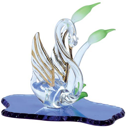 Spun Glass Swan on Blue Lake - #30812