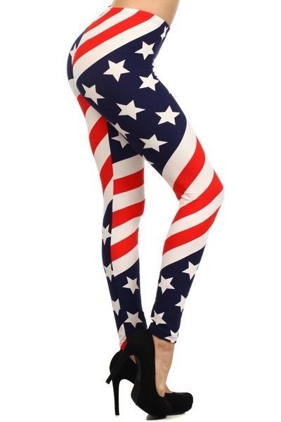 WOMENS AMERICAN FLAG RED WHITE BLUE LEGGINGS SIZE S M L
