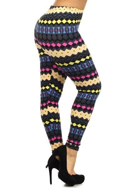 WOMENS PINK BLUE WHITE GRAY STRIPED PLUS SIZE LEGGINGS SIZE 1X 2X 3X