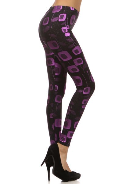WOMENS METALLIC GLITTER SQUARE PRINT DESIGN TEAL BLUE PURPLE LEGGINGS SIZE S M L