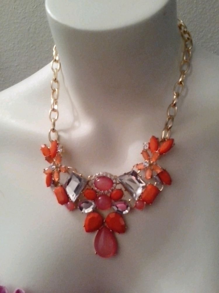 WOMENS ORANGE FLOWER INSPIRED NECKLACE