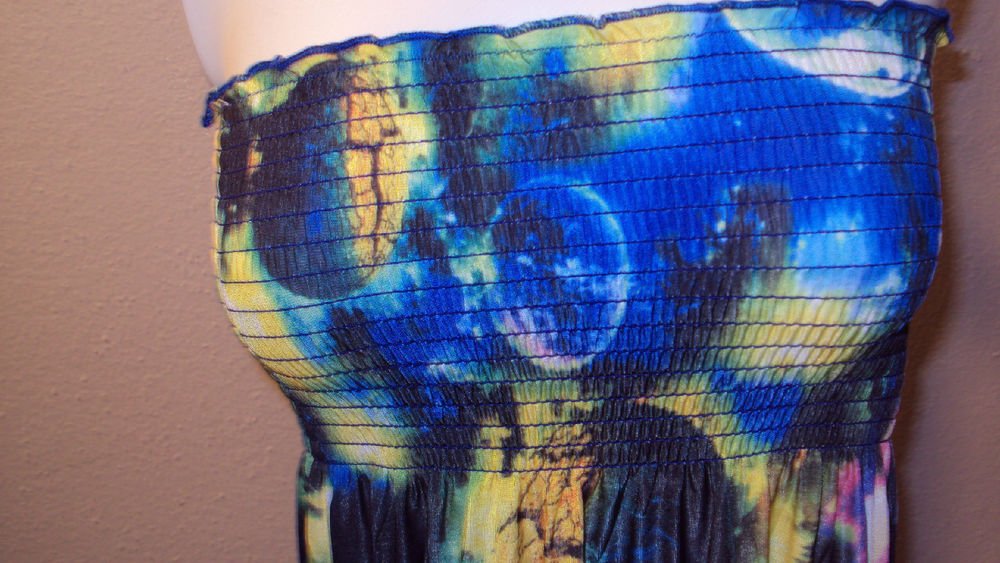 WOMENS SUMMER BEACH BLUE GALAXY HALTER MAXI DRESS SIZE M L