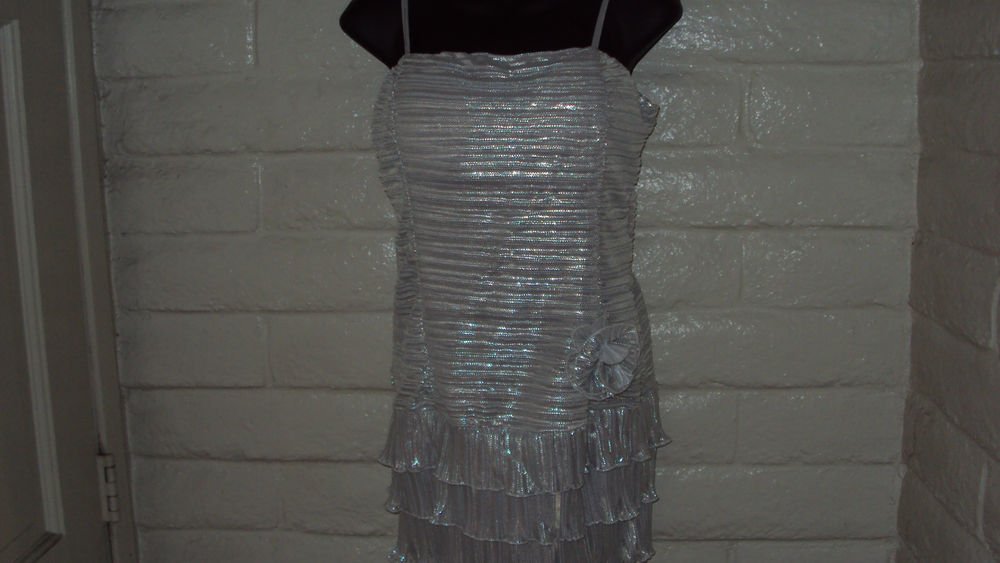 Silver Glitter Halter Party Dress