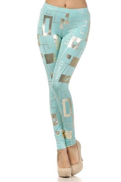 WOMENS PARTY CLUB CASUAL LEGGINGS BLUE AND SILVER METALLIC SIZE S M L