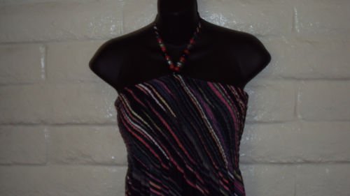 WOMENS BOHO HALTER PINK GRAY WHITE HALTER SUMMER BEACH PARTY DRESS SIZE S M L XL
