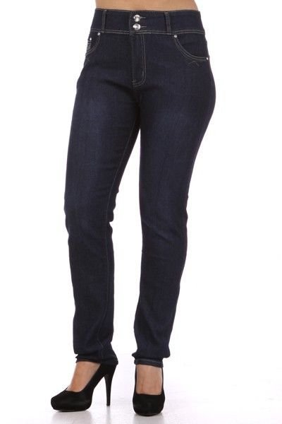 WOMENS DARK BLUE STRAIGHT LEG JEANS WITH RHINESTONES SIZE 16 18 20 22 24