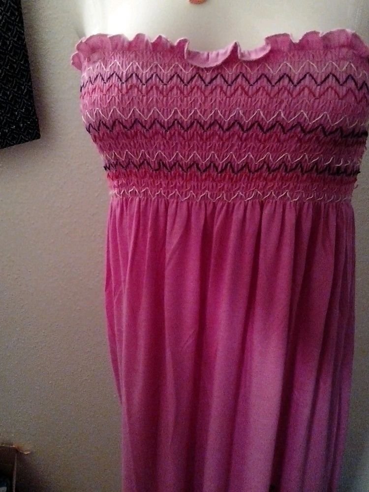 PINK PLUS SIZE POLYESTER RAYON SUMMER BEACH CASUAL HALTER DRESS 1X