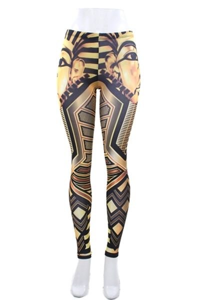WOMENS PHAROH CLEOPATRA DIGITAL PRINTED LEGGINGS SIZE S M L