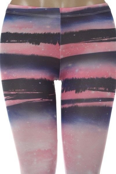 WOMENS PINK GALAXY LEGGINGS SIZE S M L