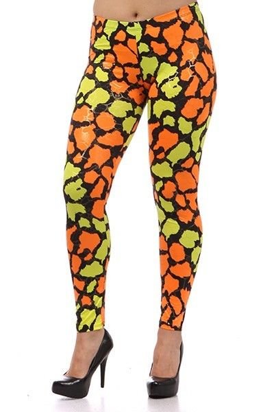WOMENS PLUS SIZE ORANGE & YELLOW LEGGINGS SIZE 1X 2X 3X