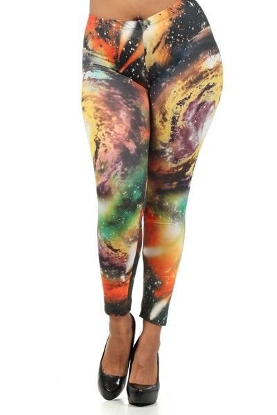 WOMENS CASUAL PARTY EVENING PLUS SIZE GALAXY LEGGINGS SIZE S M L 1X 2X 3X