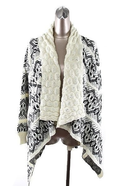 WOMENS CASUAL BLACK WHITE CARDIGAN ONE SIZE