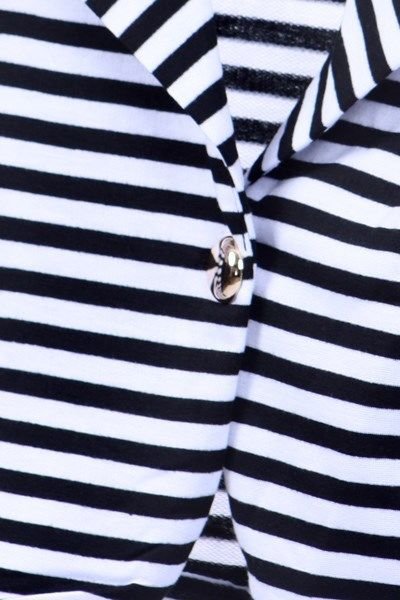 WOMENS BLACK WHITE CASUAL PARTY BOLERO CROPPED STRIPPED JACKET SIZE S M L