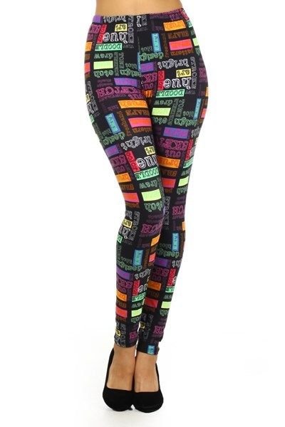 WOMENS PURPLE RED GREEN YELLOW LEGGINGS SIZE S M L