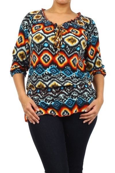 WOMENS CASUAL PLUS SIZE SUN BURST BLOUSE BLUE YELLOW RED SIZE 1X 2X 3X