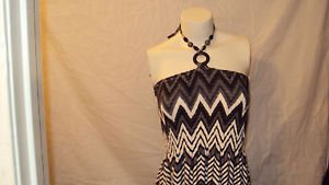 WOMENS SUMMER BEACH CHEVRON DESIGN MAXI DRESS GRAY WHITE BLACK PLUS SIZE 1X