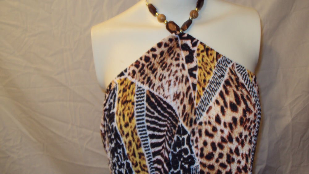 WOMENS LOW HI SUMMER BEACH PLUS SIZE ANIMAL PRINT HALTER DRESS SIZE 3X