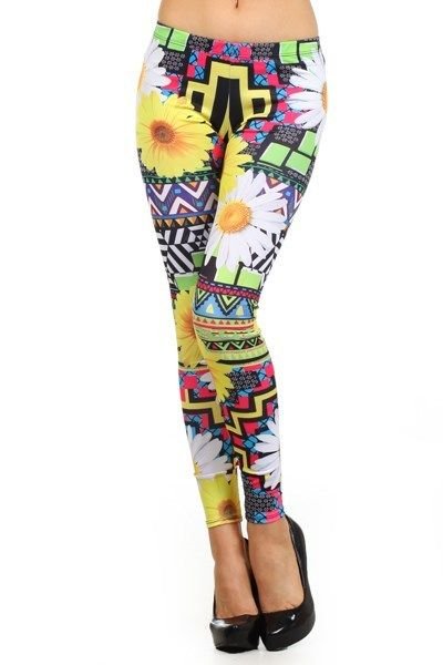 WOMENS FLORAL CASUAL LEGGINGS SIZE S M L