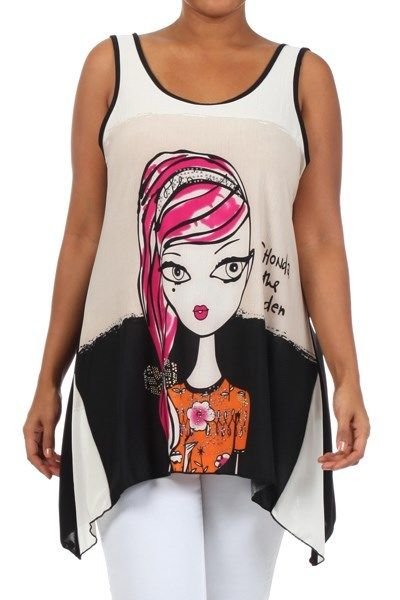 WOMENS CASUAL HI LO HEM GRAPHIC T-SHIRT SIZE 1X 2X 3X