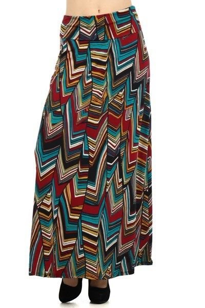 WOMENS CHEVRON STRIPED CASUAL SKIRT BROWN WHITE TURQUOISE MUSTARD YELLOW S M L