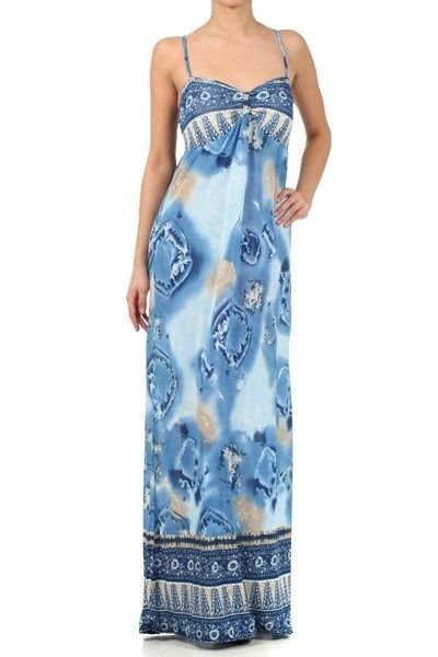 WOMENS SUMMER BEACH PARTY CASUAL BLUE AQUA MAXI DRESS SIZE S M L
