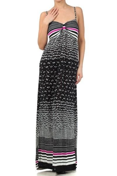 WOMENS BLACK AND PURPLE SUMMER BEACH MAXI DRESS WITH A SMOCKED WAIST SIZE S M L