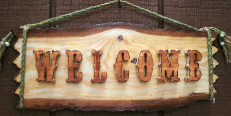 Rustic Welcom Sign w/ Raised Scrolled Letters