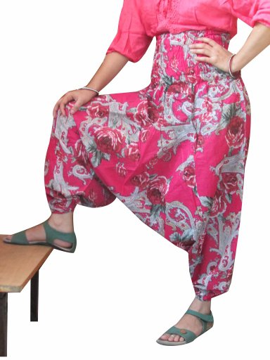 Designer Floral Print Harem Pants Baggy Genie Trouser Jumpsuit Boho Gypsy Indian
