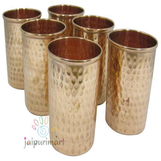 Copper Water 6 Glasses Set , Copper Item, Pure Copper Vacuum Water Pot ,Glass