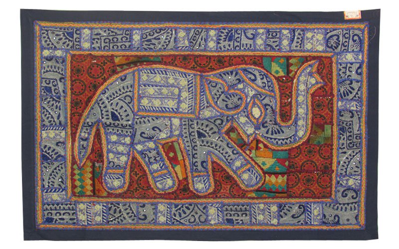 38"Wall Hanging Beaded Embroidery Art Patchwork Tapestry Decor Handmade Elephant