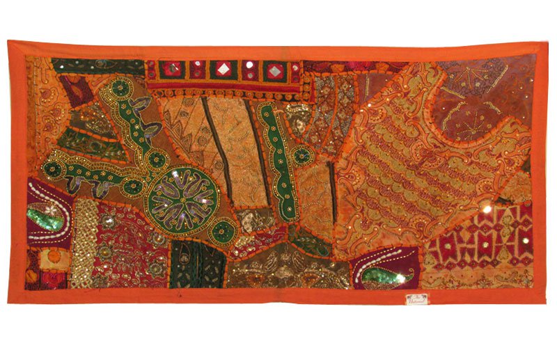 39" Embroidery Wall Hanging Art Beaded Patchwork Tapestry Decor Handmade Throw