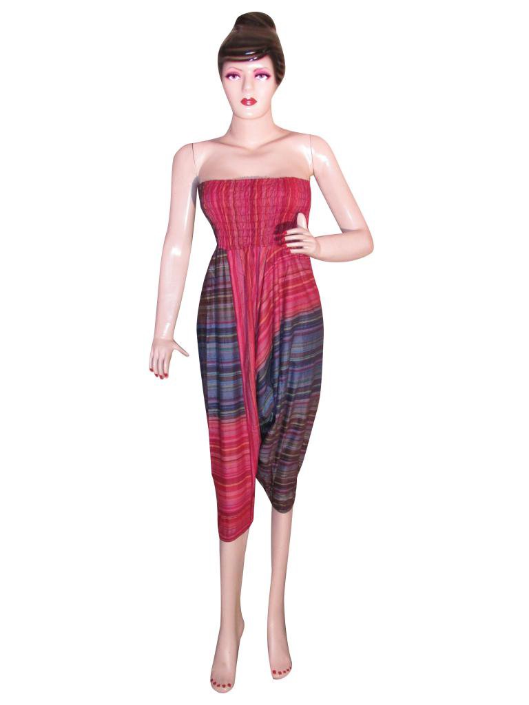 Indian Multi Color Harem Pants Stripes Baggy Genie Trouser Jumpsuit Boho Gypsy