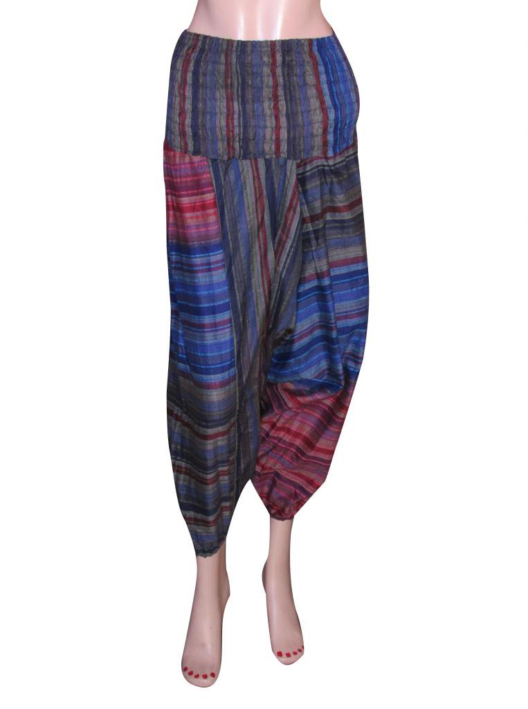 Stripes Baggy Genie Trouser Jumpsuit Boho Gypsy Indian Multi Color Harem Pants