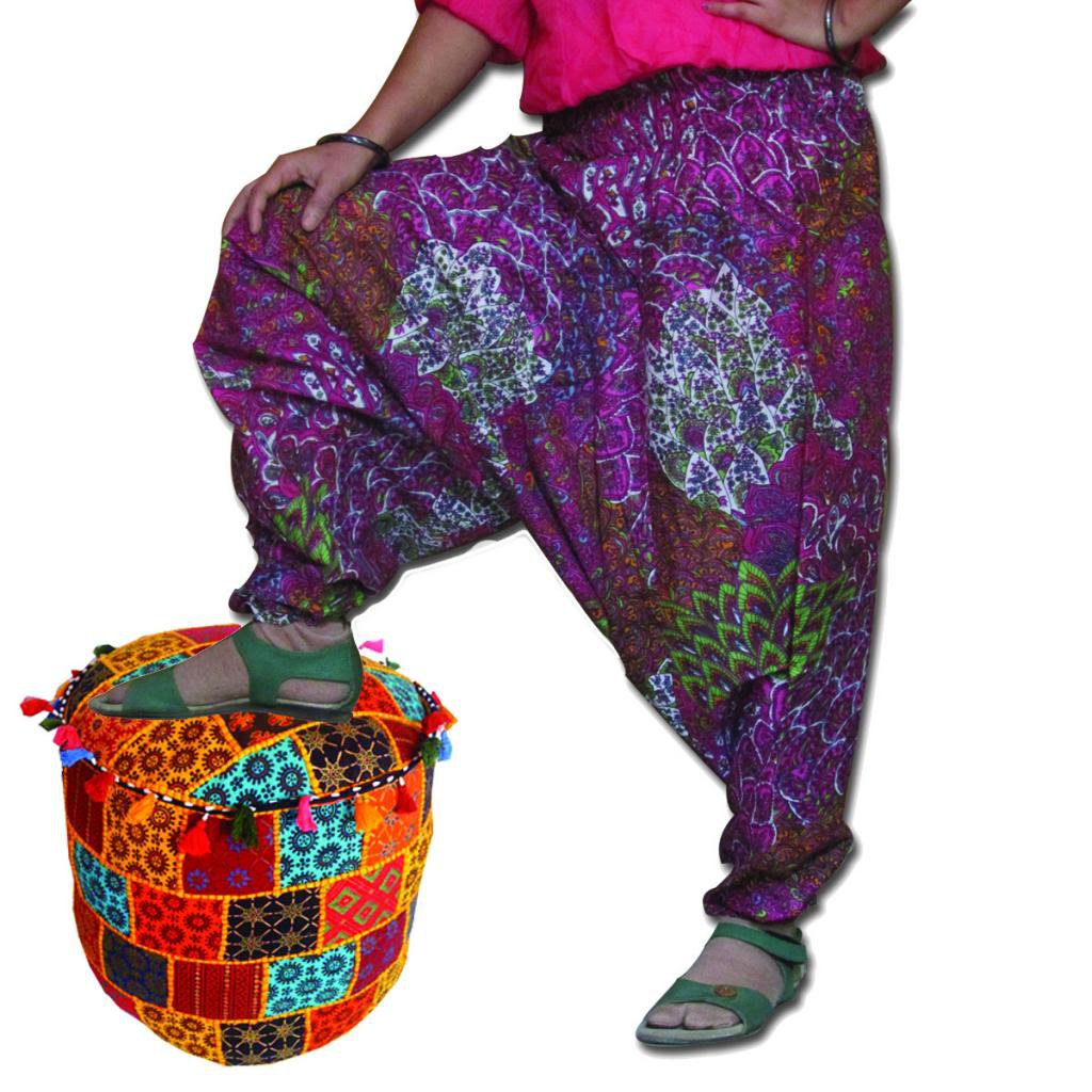 Multi Color Pink Harem Print Pants Baggy Genie Trouser Jumpsuit Boho Gypsy