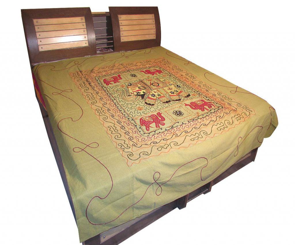 Decor Antique Indian Bedspread Embroidered Wall Hanging Bed Cover Tapestry Throw