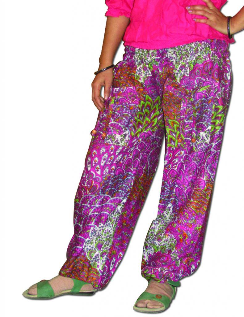 Pink Floral Print Harem Pants Baggy Genie Trouser Jumpsuit Boho Gypsy Indian
