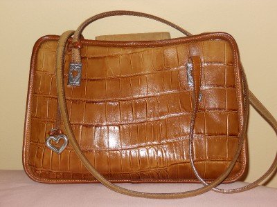 Medium Sz BRIGHTON - ALLIGATOR EMBOSSED LEATHER PURSE HANDBAG SHOULDERBAG