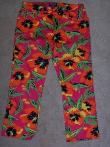Ralph Lauren Capri Cropped Pants Jeans Sz 6 Floral Print Pink Red Green NWOT