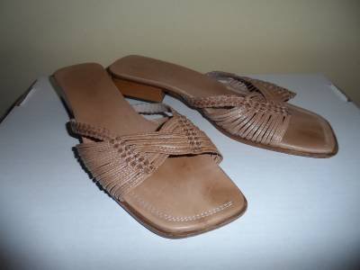 Sesto Meucci Leather Strappy Slides Sandals size US 9.5 M Beige Italy